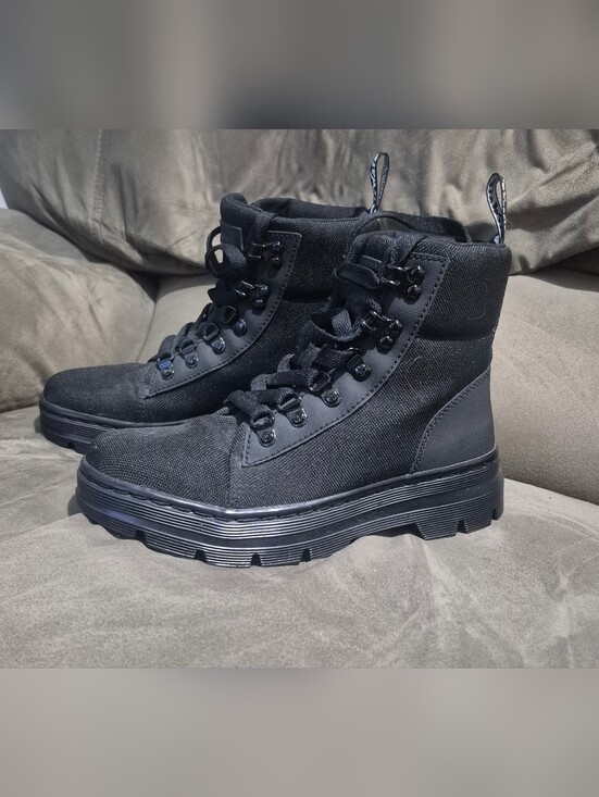 Dr. Martens Shoes - Dr. Martens Combs W Black Canvas Lace Up Combat Boots Women's US 6 EU 37